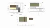 Disegno tecnico con le misure della cucina AR-DUE ad angolo: pareti da 365 e 394 cm e zona soggiorno