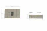Disegno tecnico con le misure della cucina AR-DUE: parete colonne 360 cm e isola 317 cm