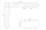 Disegno tecnico con le misure della cucina AR-TRE Up Design ad angolo: pareti da 532 e 400 cm, pensili 45 + 180 cm e tavolo 240 x 101 cm
