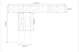 Disegno tecnico con le misure della cucina AR-TRE Glamour: parete attrezzata da 561 cm, sviluppo lato cucina 371 cm e isola 180 x 120 cm