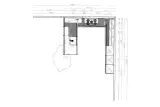 Disegno tecnico con le misure della cucina Stosa Metropolis ad angolo: sviluppo 340 e 371 cm su pareti da 550 cm, penisola con lavello e tavolo sagomato
